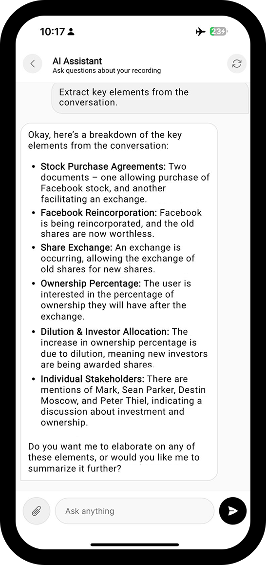Trustscribe summary screen